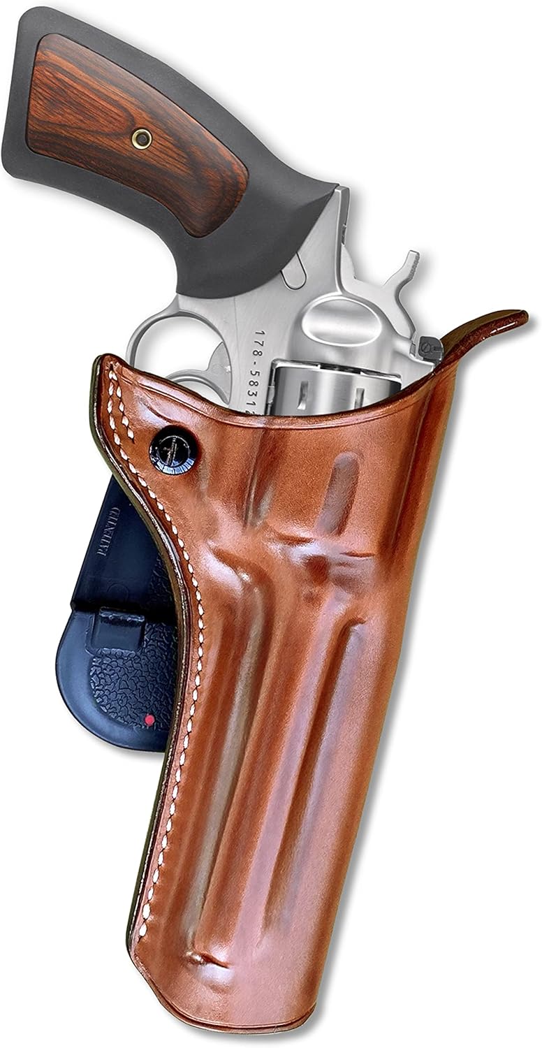 Masc Premium Leather OWB Paddle Holster with Open Top Fits, GP-100 357 Magnum 6", Right-Hand Draw, Brown #0006#