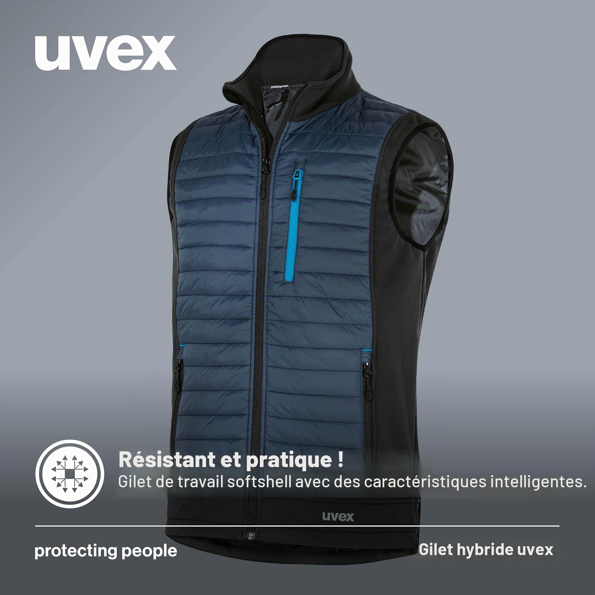 Uvex tune-up gilet hybride pour hommes - gilet de travail robust