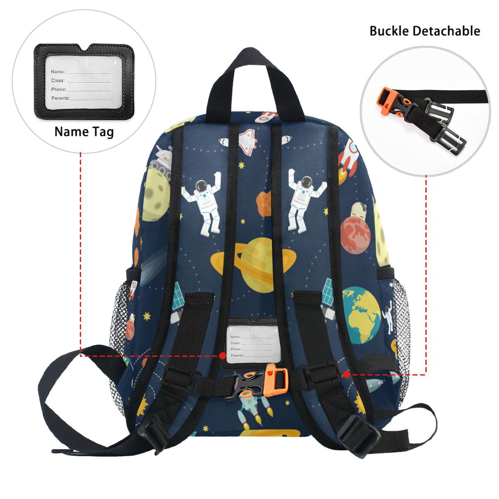OREZI Cute Kids Back Pack Space Universe Planet Adventure Todder Backpack Lightweight Preschool Kindergarten Book Bag Practical and Durable Daycare Bag for Travel,Toys