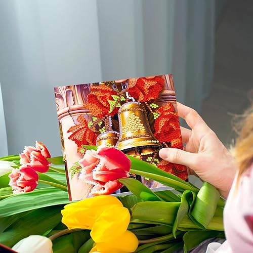 Miniatura 4 de pigpigboss Paquete de 8 tarjetas de felicitación con pintura de diamantes, árbol de Navidad, muñeco de nieve, tarjetas de pintura de diamantes de