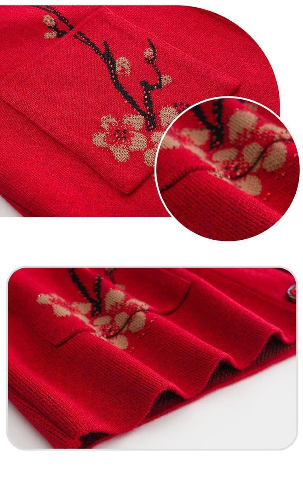 Sweater Vest,Frauen Strickwesten Elegant Verdicken Lila Blumenjacquard V-Ausschnitt Tasche Strickjacke Weste Herbst Locker Weich Ärmellos Strick Tanktop Ältere Damen Weste
