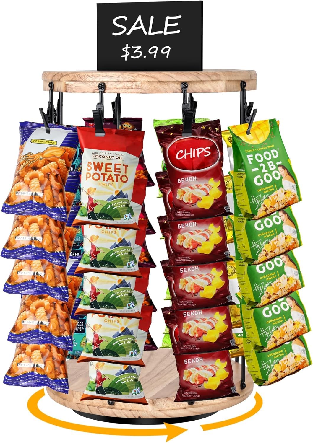 Candy Display Rack, Metal Snack Rack Display Stand, Snack Organizer for Countertop, Concession Stand Chip Display Rack Chip Bag Holder
