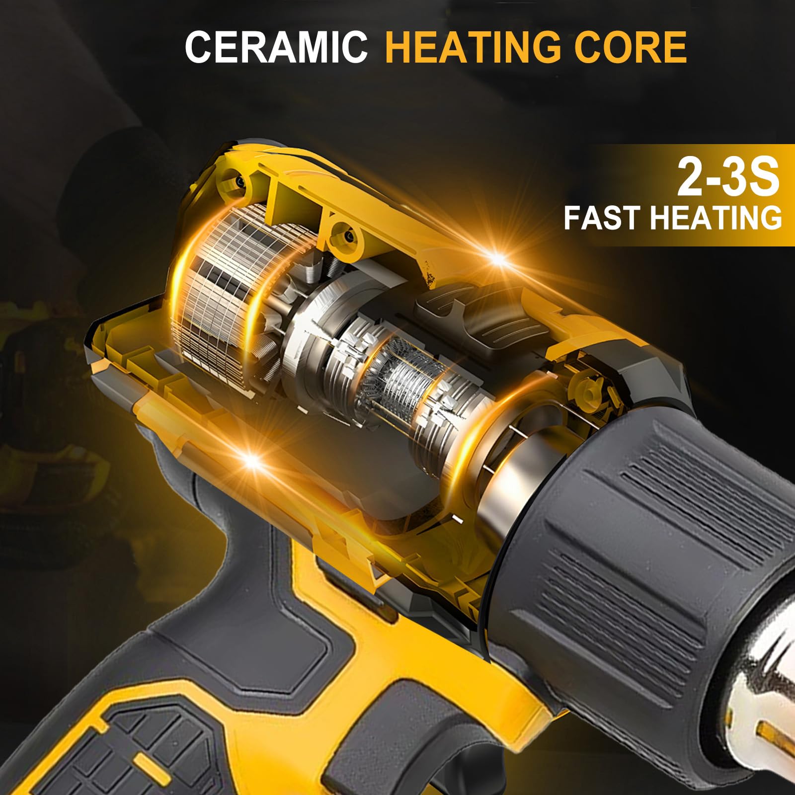 Pistola de calor inalámbrica para batería Makita de 18 V, con pantalla LCD, pistola de calor para soldar, doblar tubos, eliminación de pintura, pistola de calor, máx. 550 °C, con 5 boquillas (sin