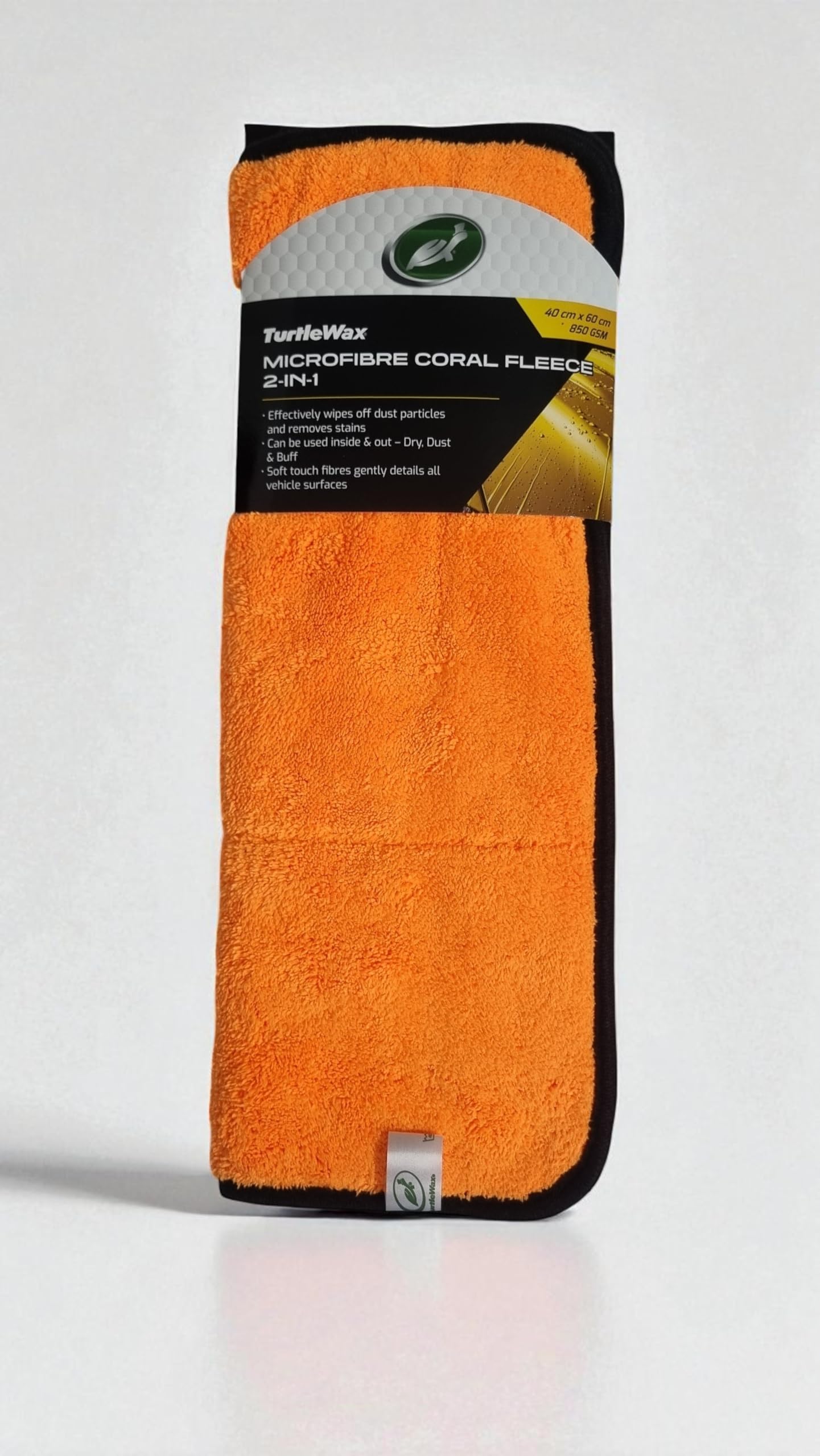 Turtle Wax Microfibre Coral Fleece 2-in-1 Car Cleaning Towel, 40 x 60 cm, 850 GSM, Orange-image-18
