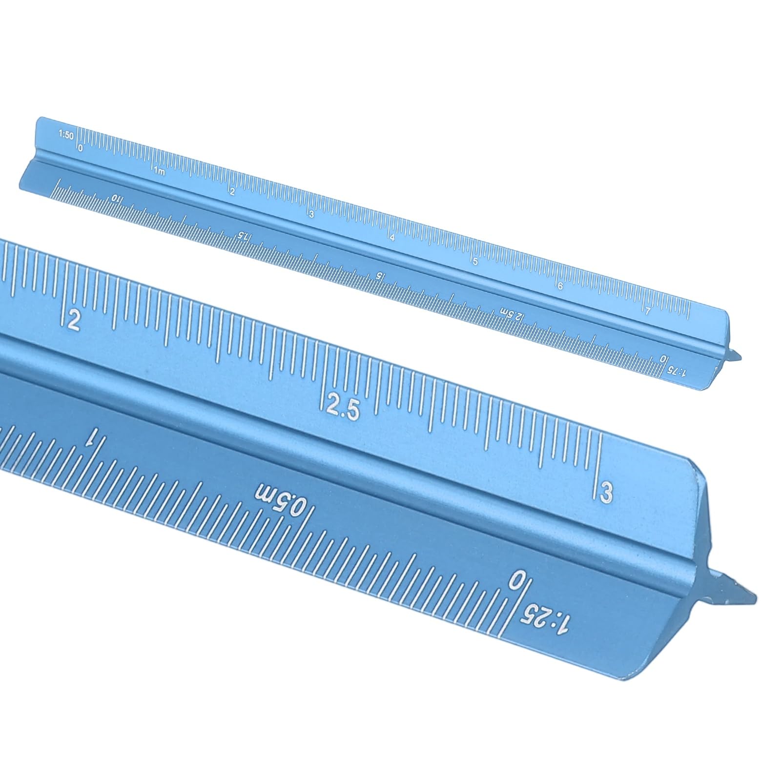 sourcing map Architectural Scale Ruler, 7 Inch Metric Aluminum Alloy Architect Triangular Small Scale Laser-Etched Blueprint Drafting Ruler for Architects Engineers, Blue