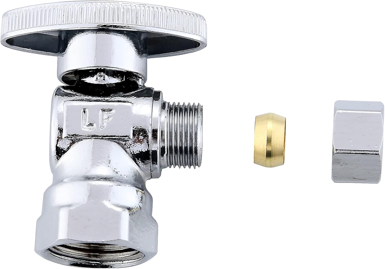 (10-Pack) Cyrret Angle Stop Shut off Valve 1/4 Quarter Turn 1/2-Inch FIP Inlet X 3/8-Inch OD Outlet, No Lead Brass Chromed, CUPC NSF AB1953 Approved