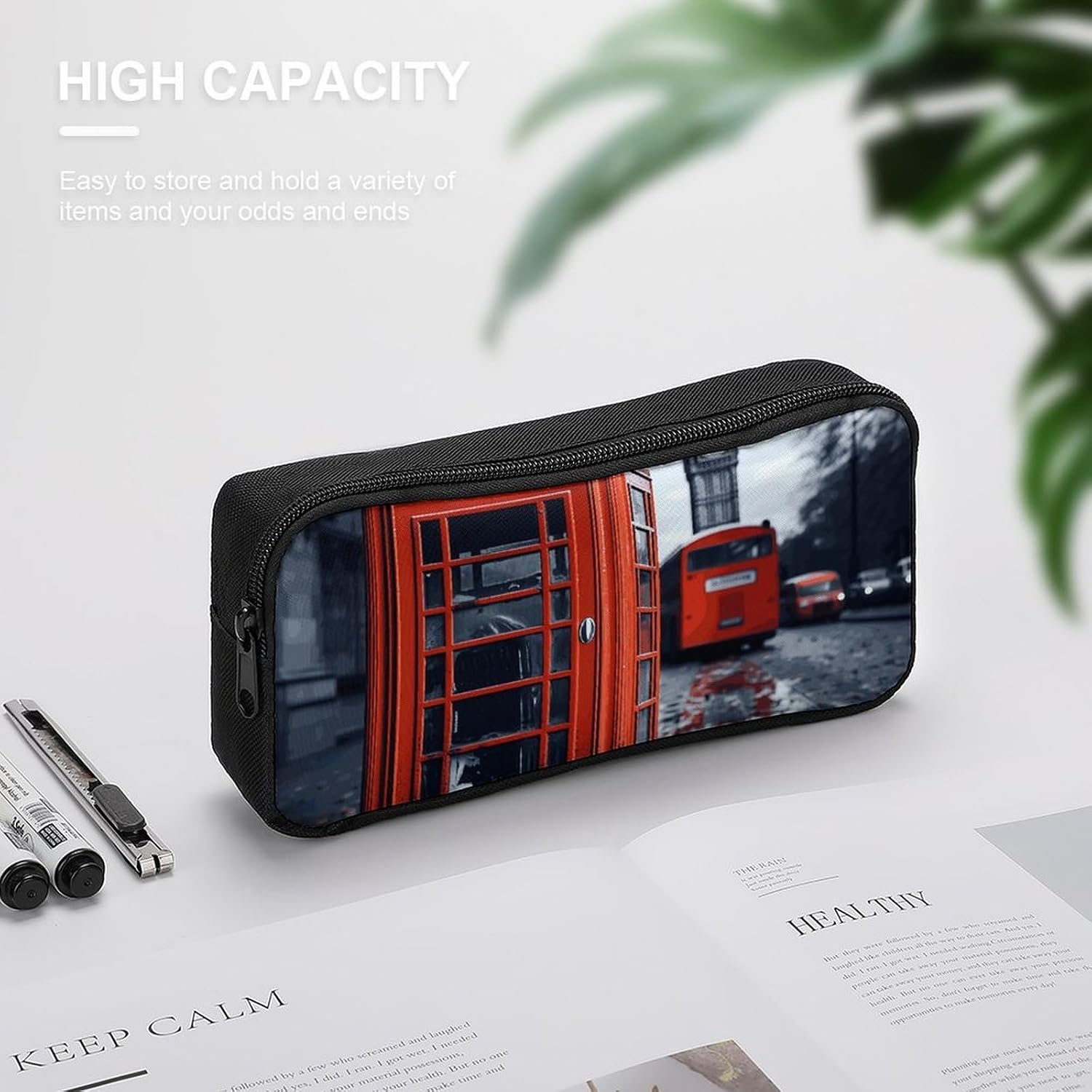 Retro London Telephone Pencil Case Large Capacity Pencil Pouch image 4