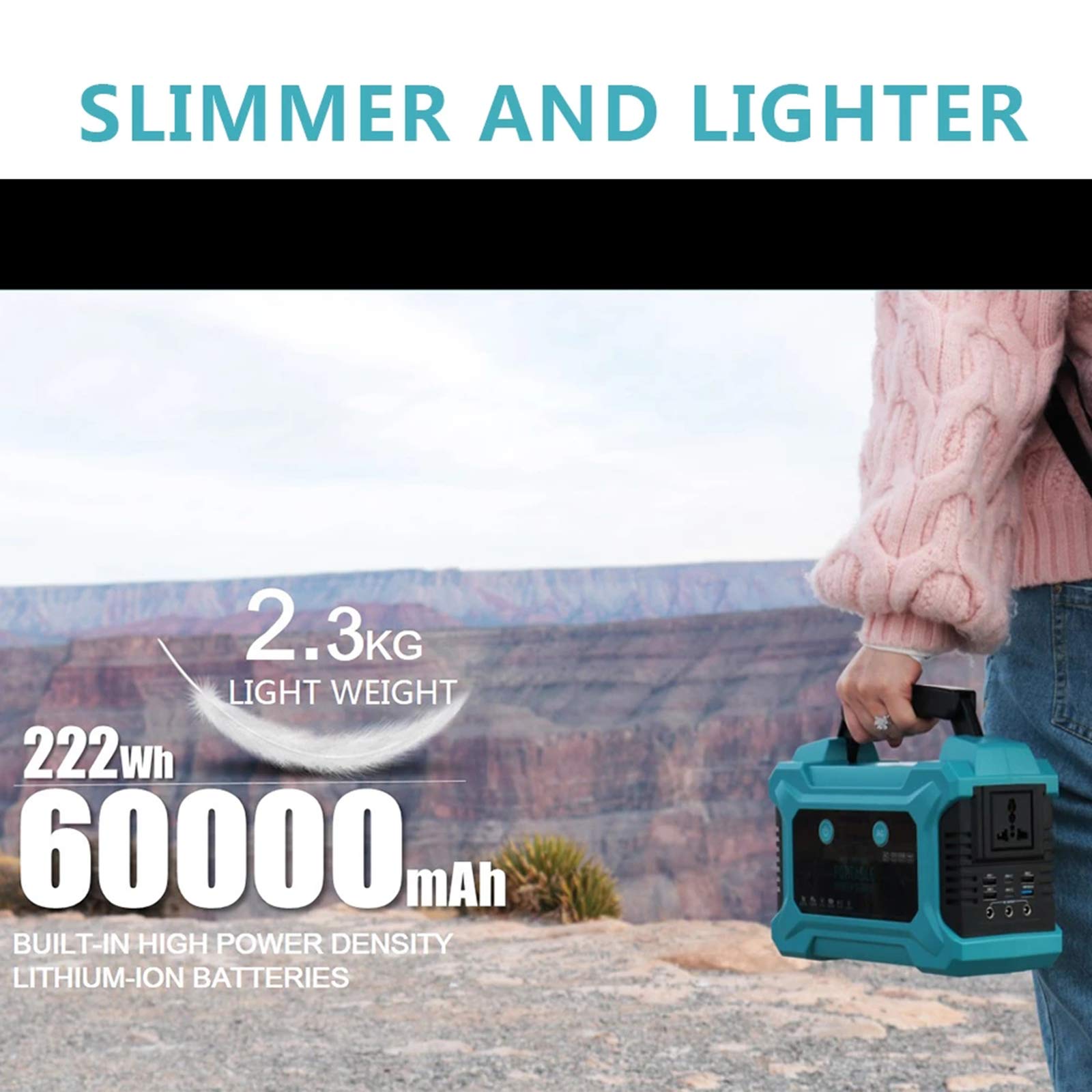 200W - 60000Mah Batería De Litio Recargable Del Generador Portátil - Fuente De Alimentación De Emergencia Con Linterna LED Power Bank Para CPAP Backup Camping