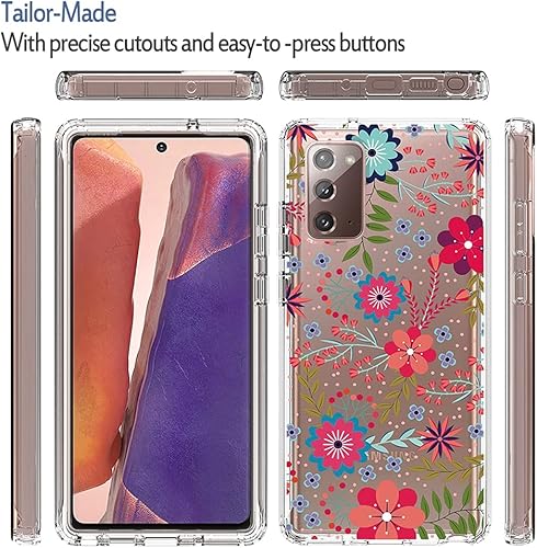 Miniatura 5 de Vokuha Funda para Galaxy Note 20 5G, Samsung Note 20 para niñas, bonita funda floral de TPU transparente a prueba de golpes, funda protectora para