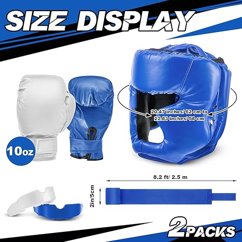 Miniatura 8 de Kanayu Juego de 12 piezas de equipo de boxeo para niños, incluye casco de boxeo y guantes de mano, protectores bucales deportivos, equipo de