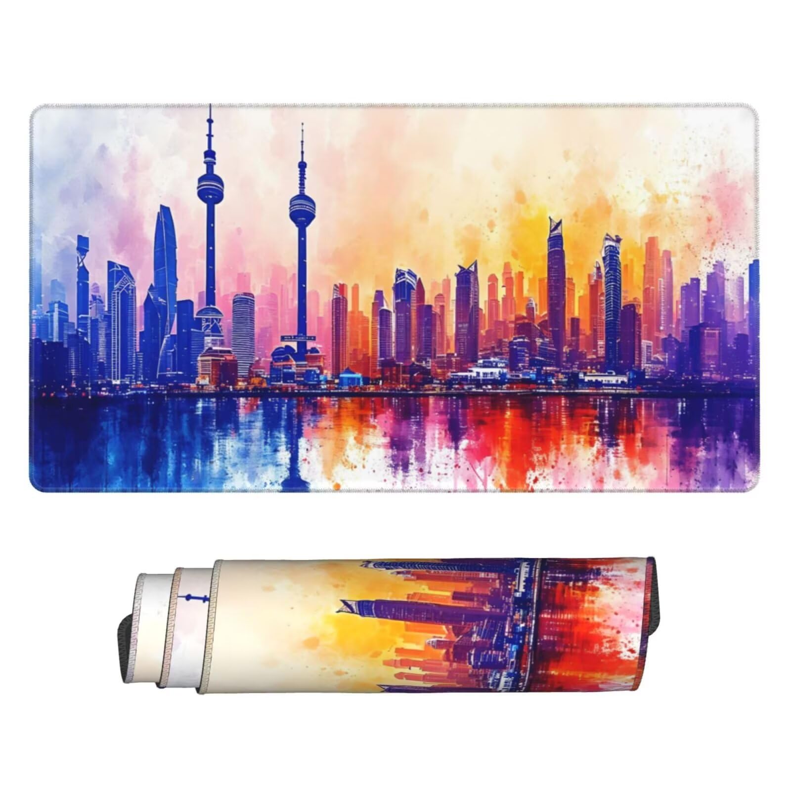 Podkładka pod mysz nocną, duża podkładka pod mysz 1200 x 400 mm, abstrakcyjna podkładka pod mysz do gier, podkładka na biurko ze zszytymi krawędziami, podkładka pod mysz z klawiaturą, do pracy, gier,