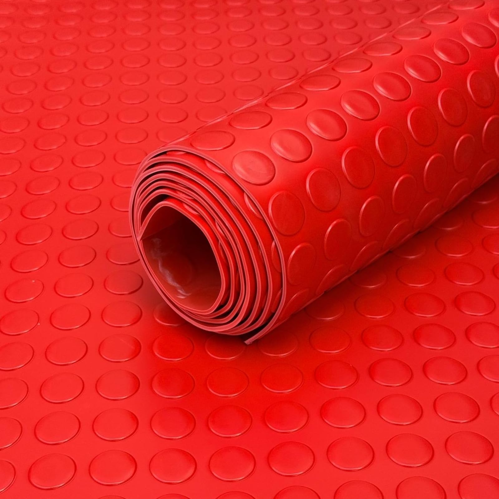 Shield Autocare 2m x 1.5m Red Coin PVC Flooring Roll | Non Slip Industrial Lino Vinyl Floor Matting for Garage Work Van Heavy Duty 3mm Thick 1.5m Width