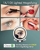 Vista 4 de FASCINATE Espejo de Aumento 10X 1X de Doble Cara con Magnificación Espejo de Tocador para Maquillaje Espejo Iluminado Recargable con 3