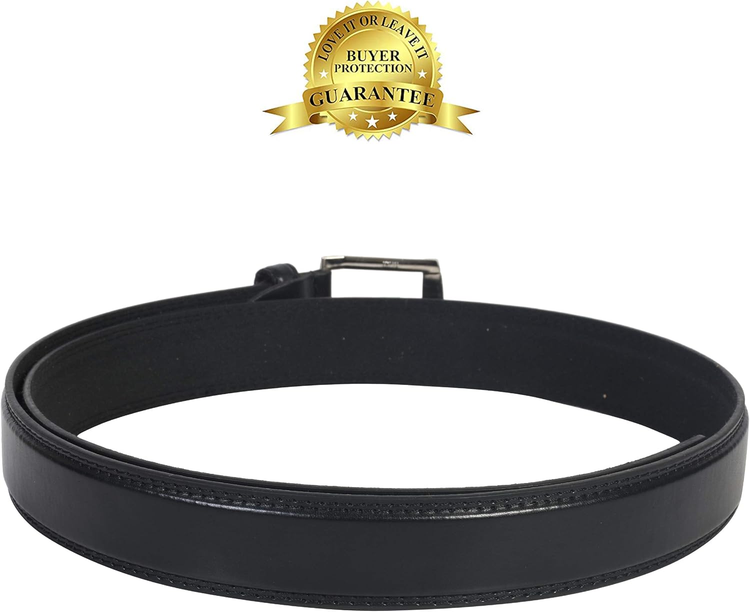 BIG & TALL - Men's Leather Belt, size 58 - 60 inch waist Black - Image 2