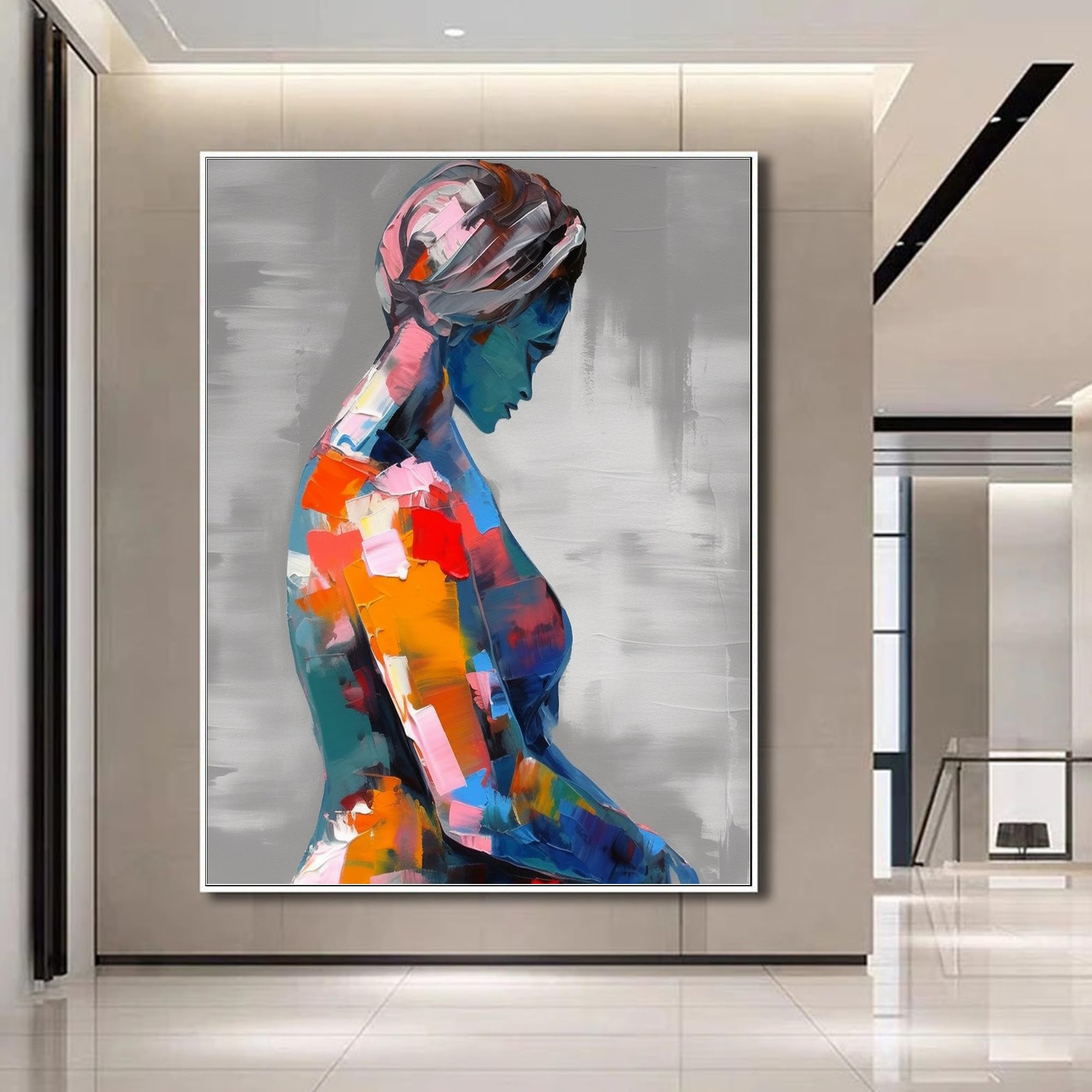 Amazon.com: Yahedoba Girl abstract 100% handmade oil painting side