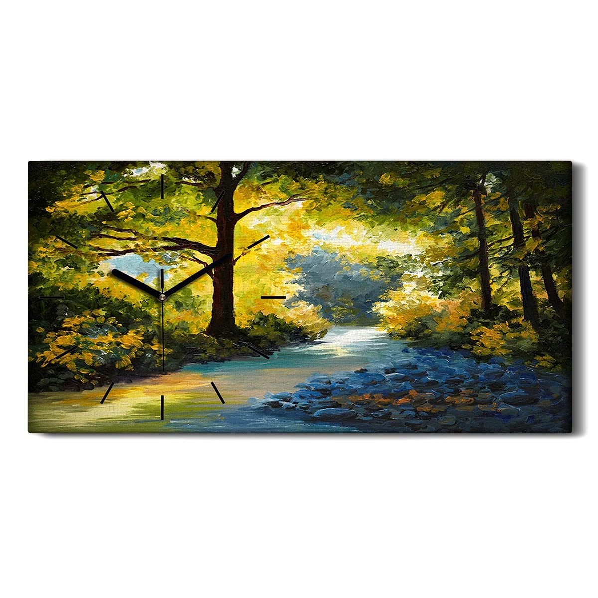 Horloge sur Toile 60x30cm forêt à aiguilles noires Coloray