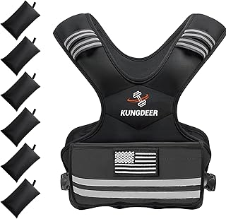 Weighted Vest for Men and Women - 4-10LB/12-18LB/20-32LB with 6 Removable Weights and Reflective Stripe for Home Workouts ...