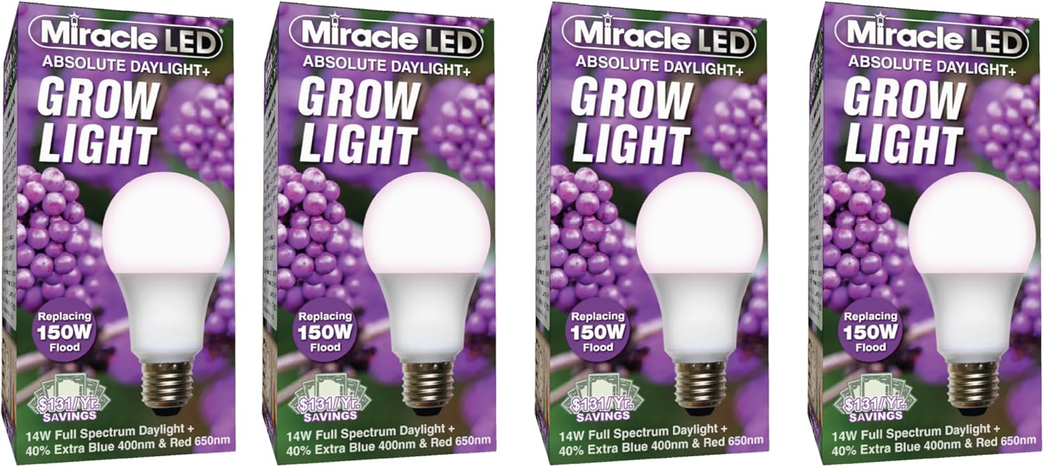 Miracle LEDs Purple Spectrum Absolute Daylight Plus Grow Light Bulbs (4-Pack)