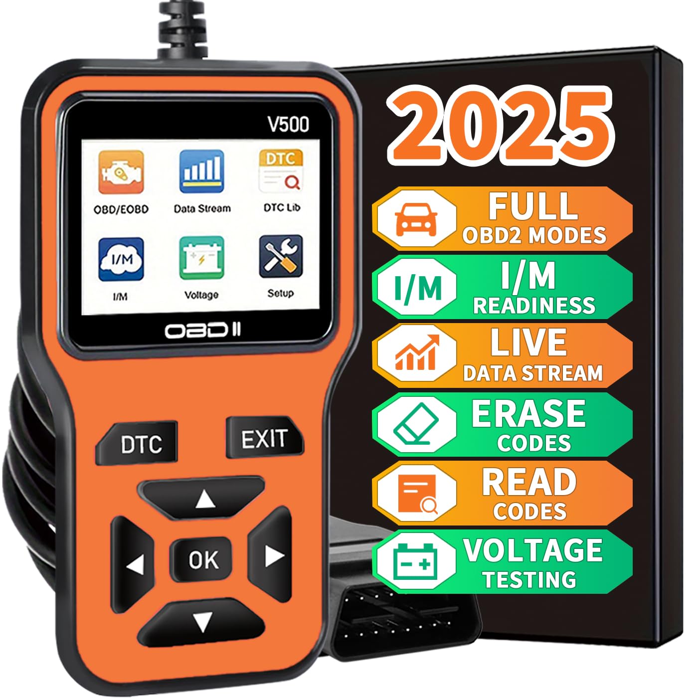 OBD2 Scanner Diagnostic Tool - Check Engine Light Code Scanner Tool with Reset, DTC, Data Stream, I/M Readiness, Car & Truck Scan Tool for All Vehicles Since 1996, escaner automotriz