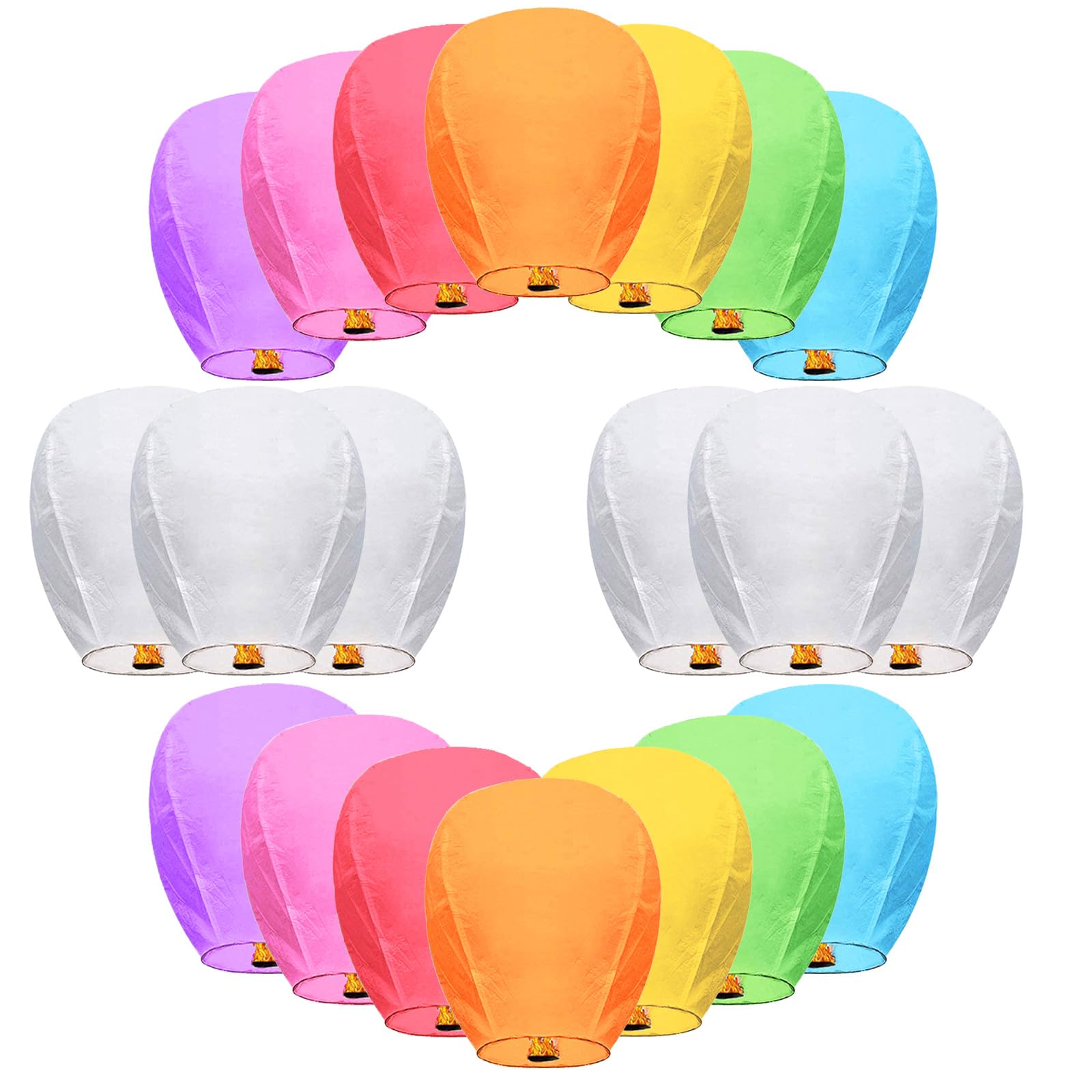 20 Pack Chinese Lanterns to Release in Sky Memorial, Paper Flying Lanterns Wishing Lanterns for Celebrations of Life Party Supplies(Multicolor)
