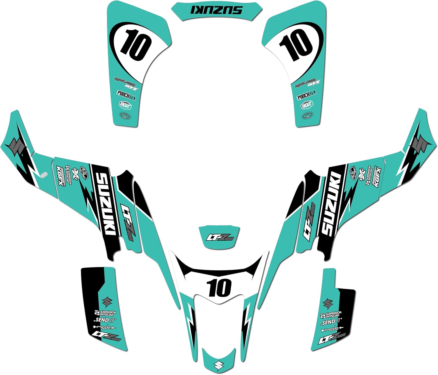 Graphics Kit for Suzuki LTZ 400 (2003-2008) Speed Series Blue 16 Mil - ATV UTV Custom Racing Graphics Stickers Decals Kit, no-Plastics