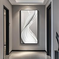 Cuspin 30x60 Large Framed Modern Abstract Silver Gray Wall Art - Minimalist Vertical Print for Living Room, Hallway, Office Decor