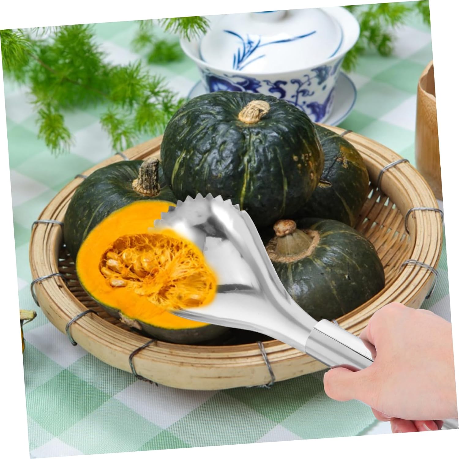 Generic 2pcs Pumpkin Scooper Ergonomic Stainless Steel Fruit and Vegetable Pitter for Effortless Pumpkin Coring Easy Cleanup and Multipurpose Kitchen Use for Melons and Fruits