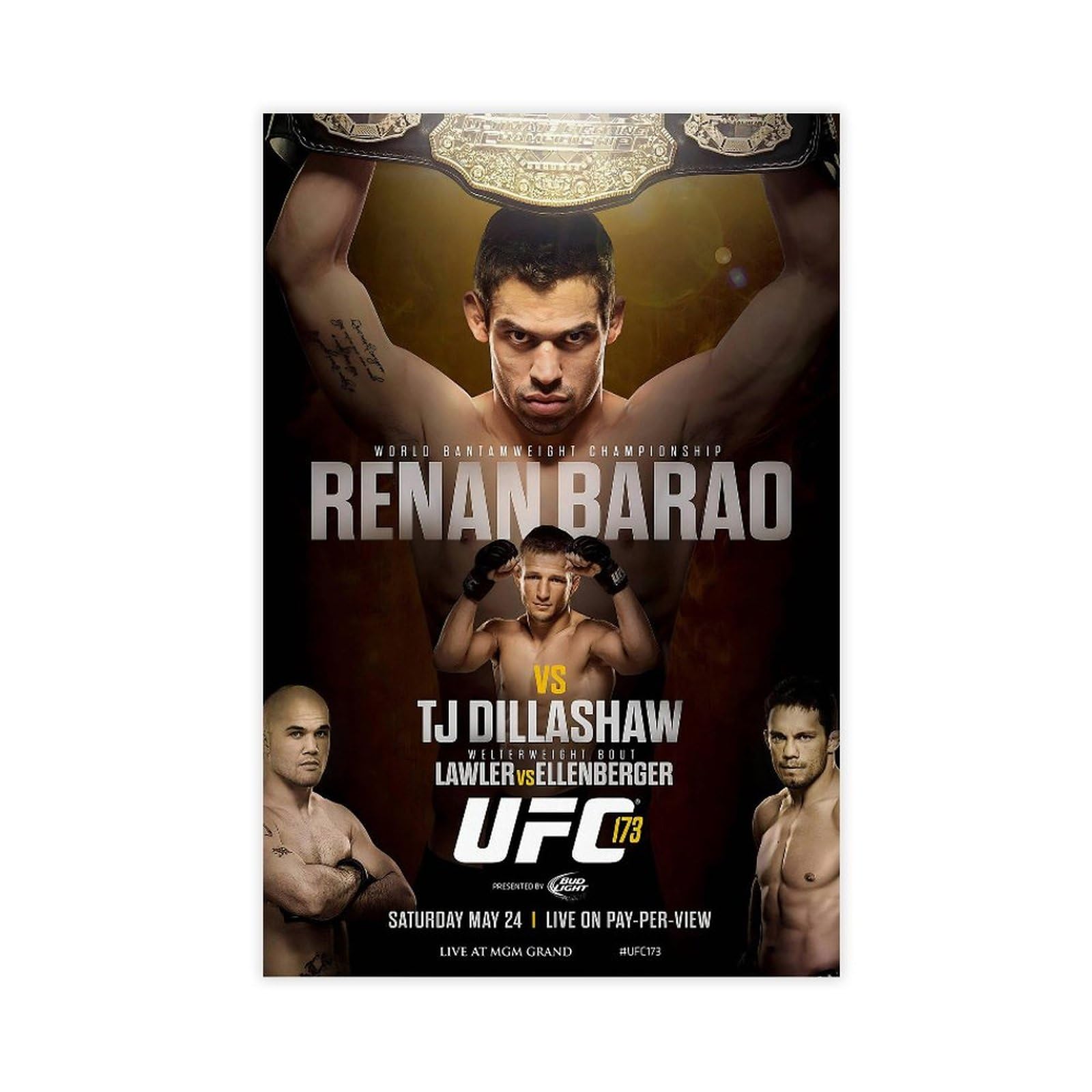 DEZARO Boxing-UFC 173 Renan Barao Vs. T.J. Dillashaw Fight Poster Canvas  Poster Wall Art Decor Print Picture Paintings for Living Room Bedroom ..., image size:1600x1600