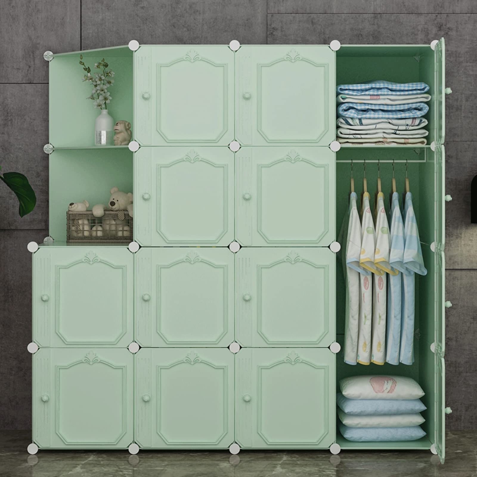 Kleiderschrank, Stoffschrank Kleiderschrank Tragbare Kleiderschrank Faltbare Schrank Kleidung Lagergestell mit hängenden Schienen for Schlafzimmer Garderobe Ideale Aufbewahrung Organizer