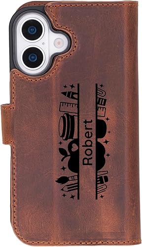 Miniatura 4 de Funda tipo cartera de piel de primera calidad para iPhone 17, bloqueo RFID, diseño desmontable 2 en 1 con ranuras para tarjetas, funda de piel de