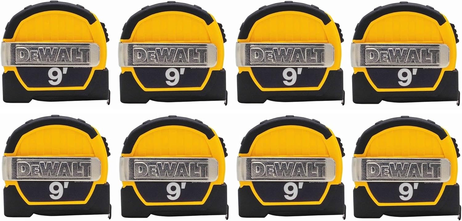 Dewalt DWHT33028M 8 Pack 9ft. Pocket Tape Measure, Black and Yellow8
