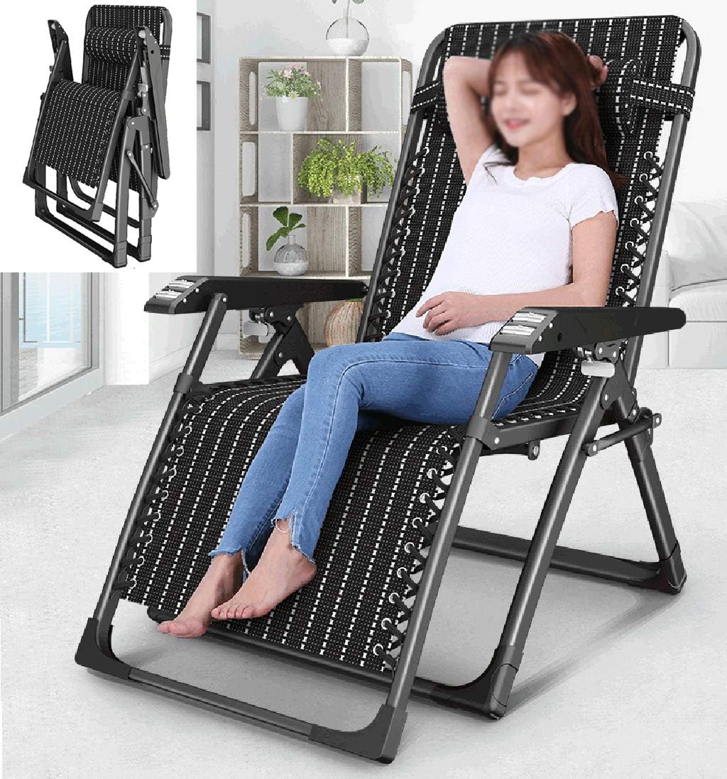 Sun Lounger Relaxation Folding Reclining Chair, Garden Recliner Zero Gravity Deck Chairs with Brown Cushion for Outdoor Patio, Poolside, Camping, Beach Max.200kg