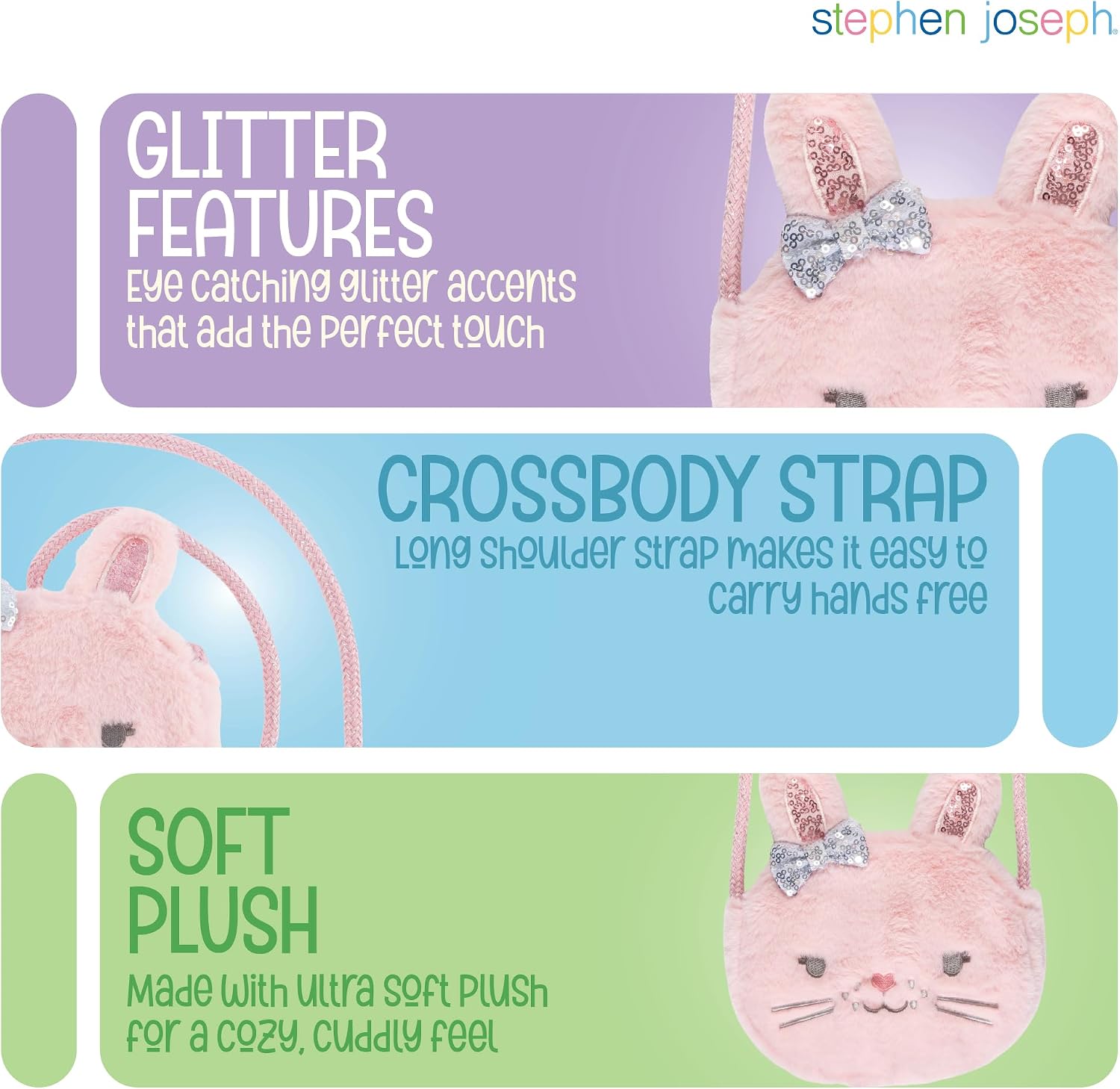 Plush Fashion Purse for Kids, Soft Crossbody Purse with Adjustable Strap, Cute Animal Handbag for Girls, Travel & Play