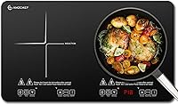 AMZCHEF 1800W Portable Double Induction Cooktop - 2 ETL Burners, 18 Power 20 Temp Levels, 10Hr Timer, Safety Lock