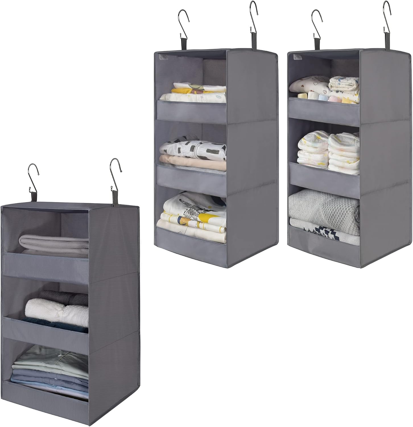 GRANNY SAYS Bundle of 2-Pack Hanging Organizer & 1-Pack Closet Hanging Shelves