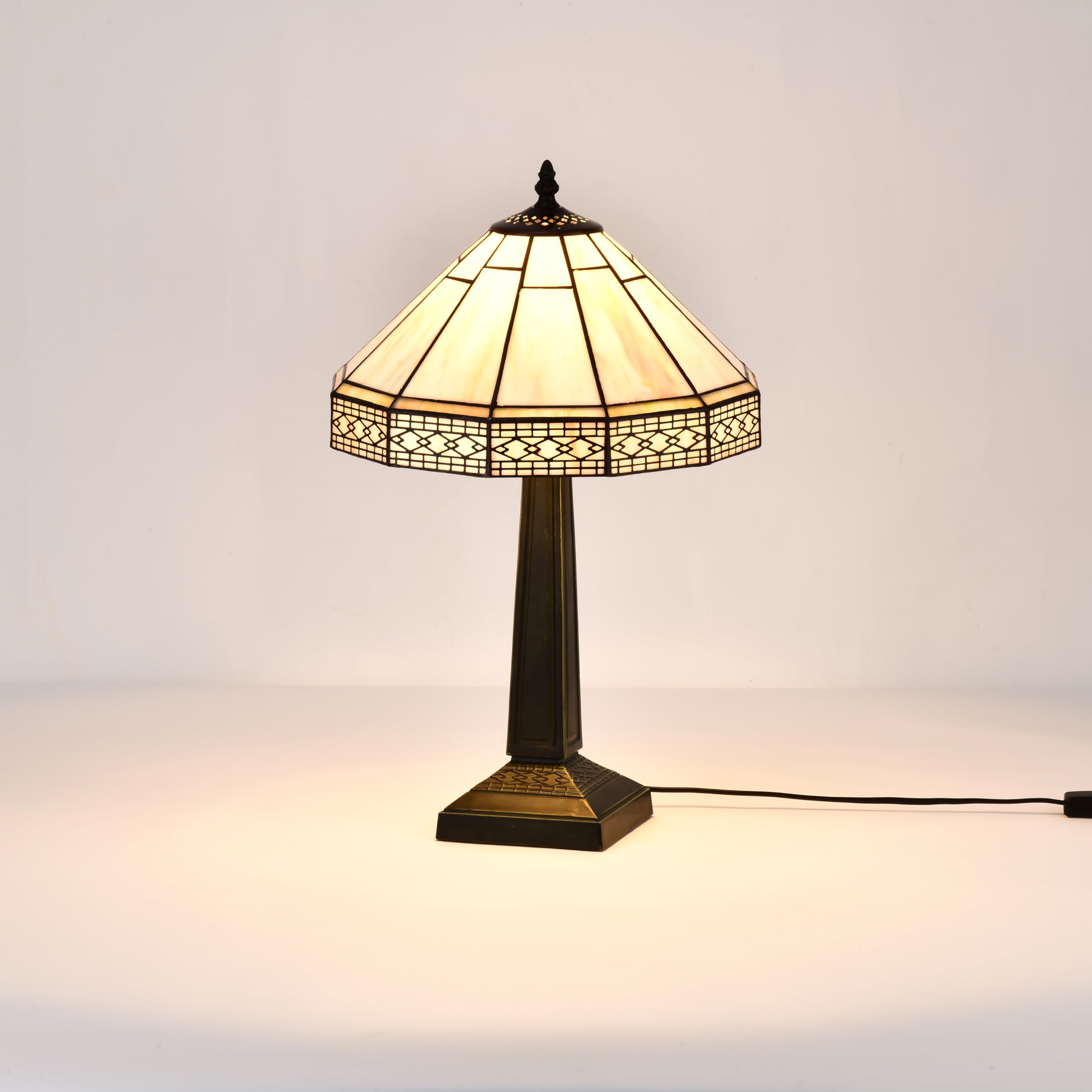 BELOFAY Tiffany Lamps, Stained Glass Handmade Tiffany Vintage Bedside Table Lamps for Living Room, Bedroom, and Lounge 12 Inches Wide, 18 Inches Complete Height (Mission Tiffany Style)