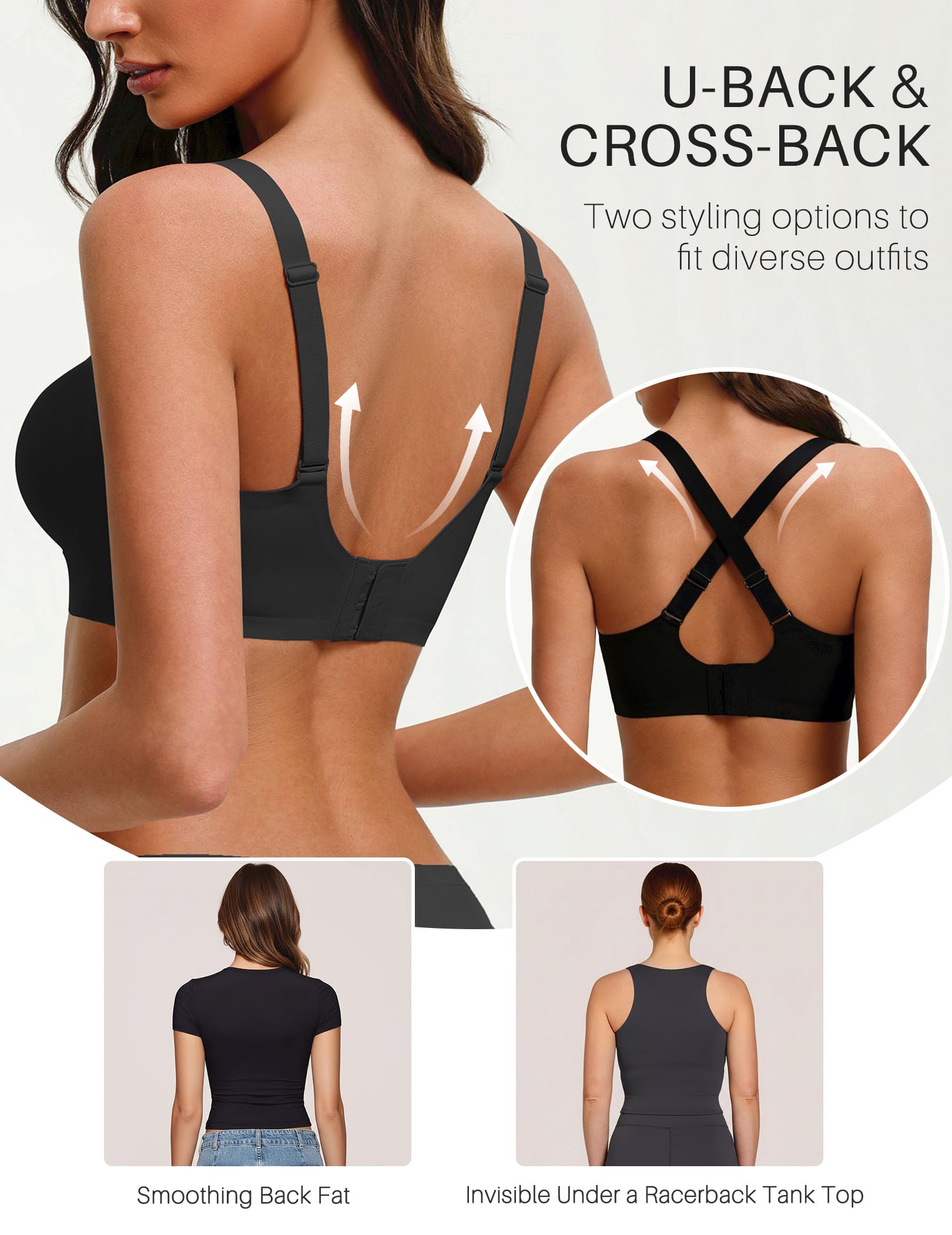 Avidlove Wireless Bras for Women Mesh Full Coverage Jelly Padded Bralette No Underwire Seamless Everyday Bra — view 3