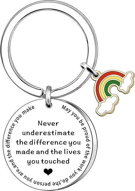 AMZQ Colleague Leaving Gifts Retirement Gifts for Women Thank You Gift Appreciation Gifts Keyring Keychain for Volunteer Social Worker Nurse Teacher Boss Colleagues Rainbow Gift