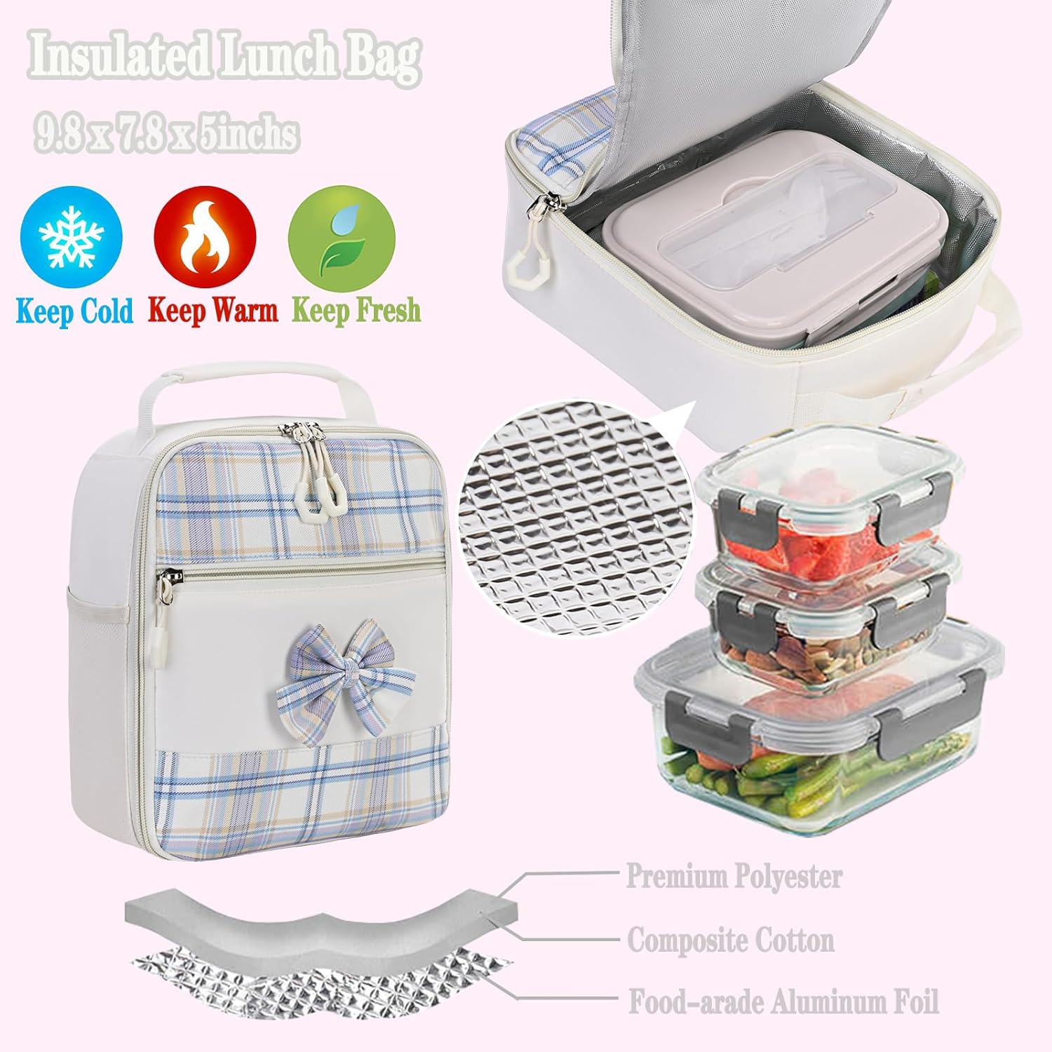 Girls Backpack,Kids School Backpack With Lunch Box Pencil Case Set,Cute Childrens Schoolbag For Girls - Image 6