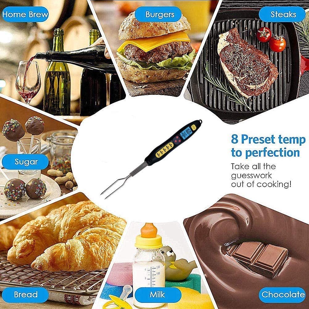 Termómetro Digital para Carne de Barbacoa, termómetro Digital rápido y preciso para Alimentos con retroiluminación, calibración, para freír, Barbacoa, Parrilla y Pavo asado