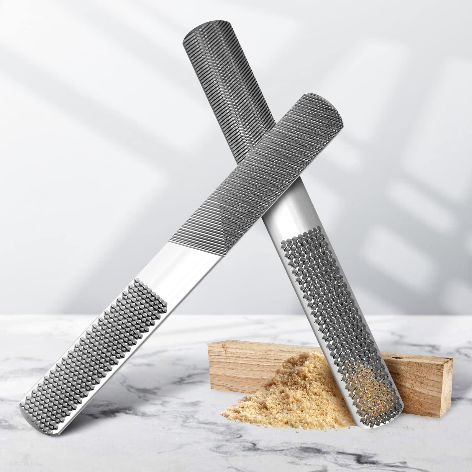 2 limas de madera de 8 pulgadas y 4 vías, lima de mano de alto carbono de grado premium y escofina redonda, lima plana y de aguja, lima de mano multifuncional para afilar madera, metal