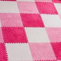 Vista 10 de 12 piezas Tapete de Piso de Espuma de Rompecabezas de Felpa, Baldosas de Espuma Cuadradas Entrelazadas Suaves Gruesas Esponjosas Alfombras de Área