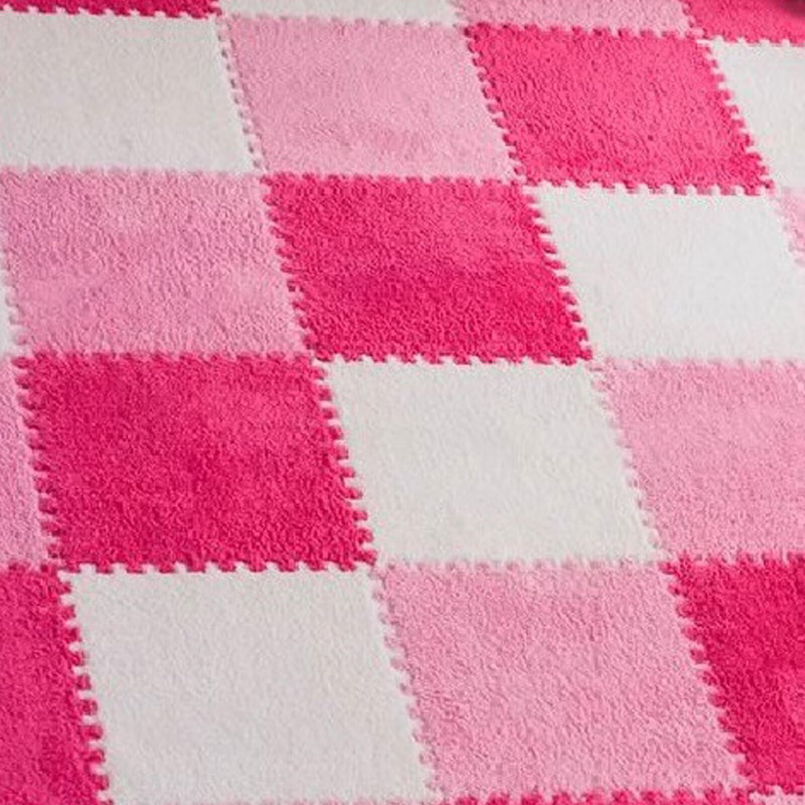 Typutomi 12pcs Plush Puzzle Foam Floor Mat, Cute Soft Fluffy Interlocking Square Foam Tiles Area Rugs Carpet for Parlor Bedroom Decoration(