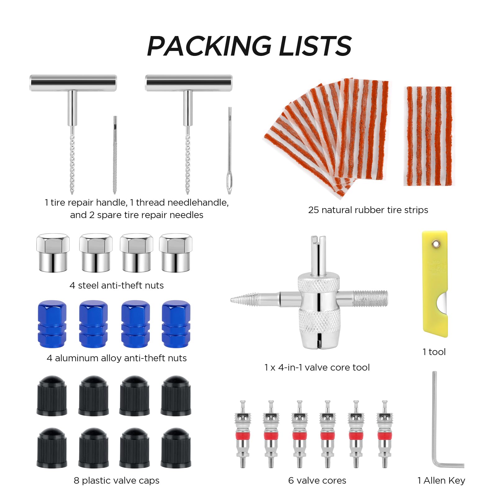 Romon 55PCS Heavy Duty Kit di Riparazione Pneumatici per Moto Auto Camion