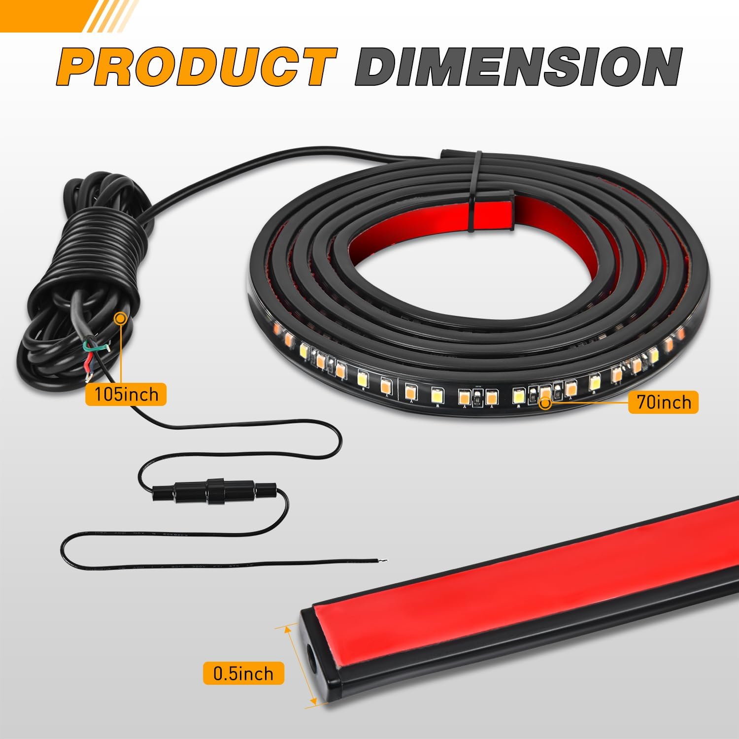 GOOACC Truck Running Board Lights - 2PCS 70 Inch DRL LED Side Maker Light Kits for Extended and Crew Cab Trucks Pickup White Courtesy Amber Sequential Turn Signal Lighting Strips