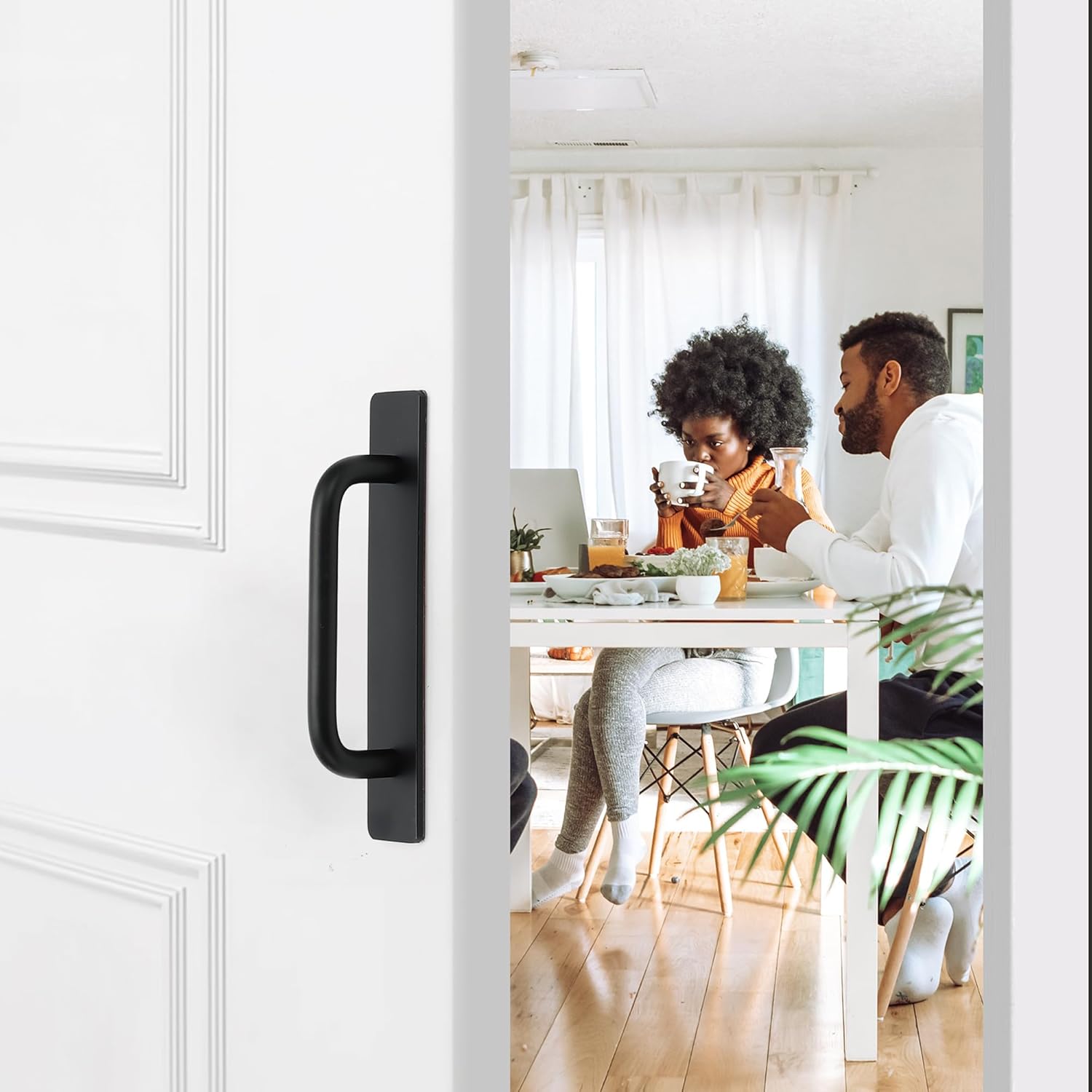 2 Pack Adhesive Handles Self Stick Instant Cabinet Handles 5.83" Stick on Cabinet Handles Drawer Push Pull Handles Helper Sliding Screen Door Handles for Sliding Closet Window Wardrobe - Black