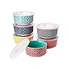 DOWAN Ramekins with Lids, 4 OZ Porcelain Ramekin Dishes for Creme Brulee Soufflé, Egg Mould, Muffin Cases, Mini Dip Bowl, Baking Bowl for Oven & Air Fryer, Vibrant Joy-Pack of 6