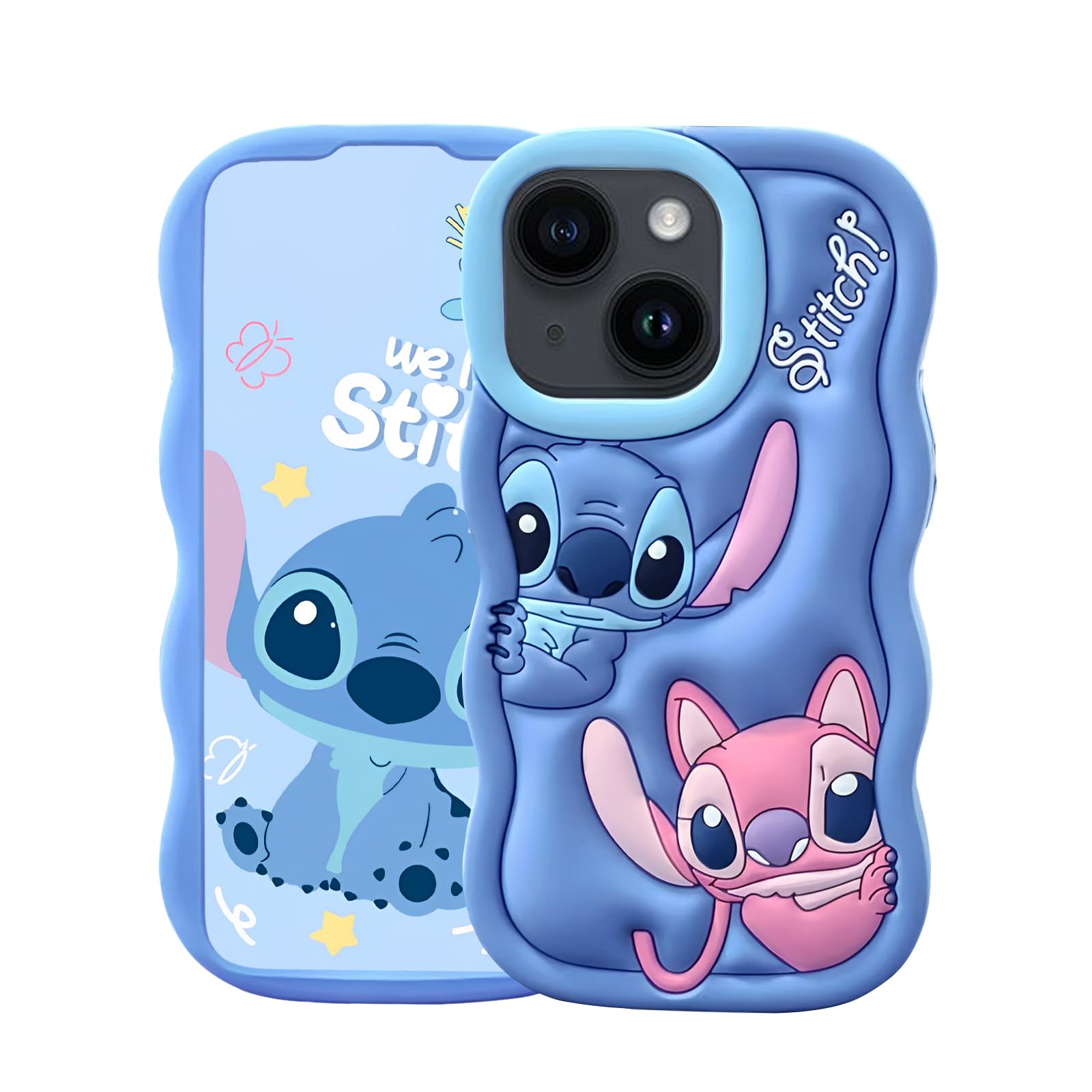 Compatible with iPhone 14/iPhone 13 Case, 3D Cartoon Silicone Cover, Cute Cartoon Animal Character Cool Shockproof Silicone Protective Shell Skin Case for iPhone 14/iPhone 13/13 Pro Blue