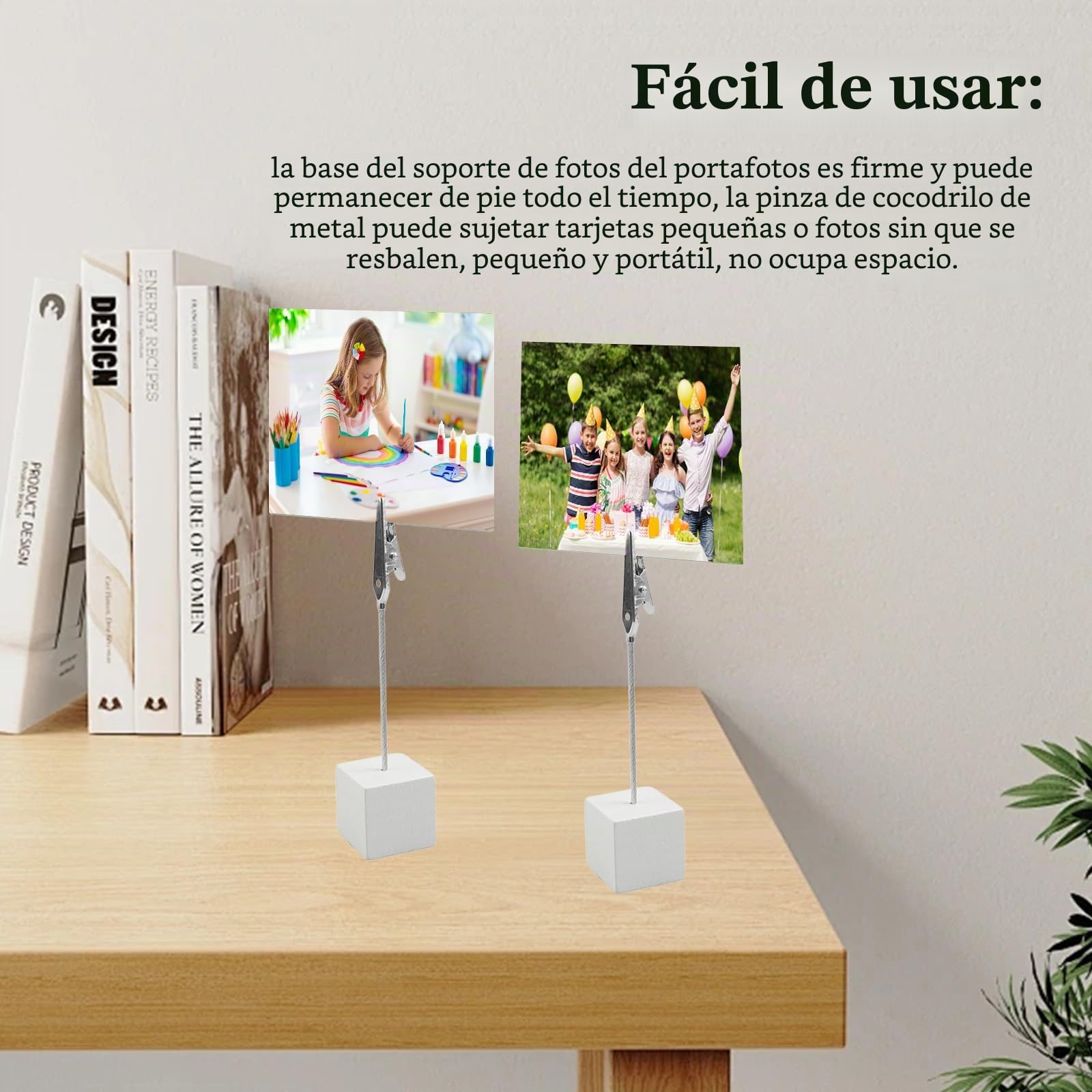 30 Piezas Memo Clip Foto Titular Memo con Pinza y Base Portafotos Pinzas Foto Madera Porta Notas para Oficina Bodas Fiestas Tiendas Restaurantes Decoración de Hogar (Blanco）