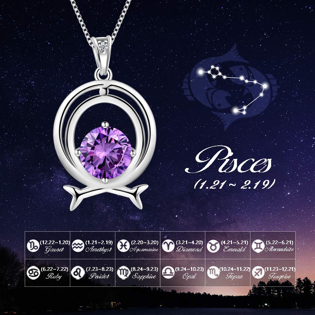 Aurora Tears 925 Sterling Sliver 12 Zodiac Sign Crystal Constellation Pendant Necklace 12 Horoscope Birthstone Necklace Jewellery Gift DP0134